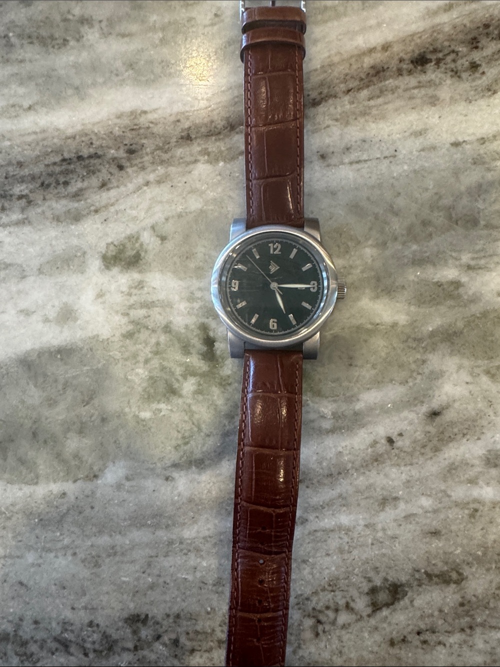 Brown Leather Strap Wristwatch with Black Dial silpada